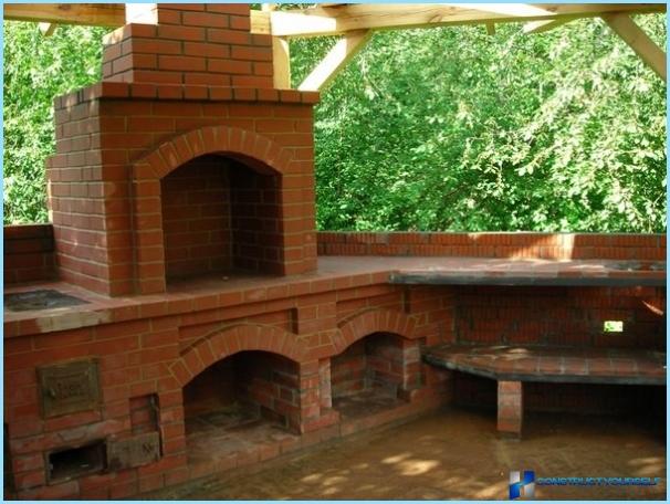 Projekty a konštrukcie pavilónov s grilom a grilom s rukami fotky Krb v altanku