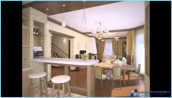 Interieur woonkamer, gecombineerd met keuken fotos Overgang keuken woonkamer