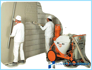 The plastering of walls with cement-sand mortar