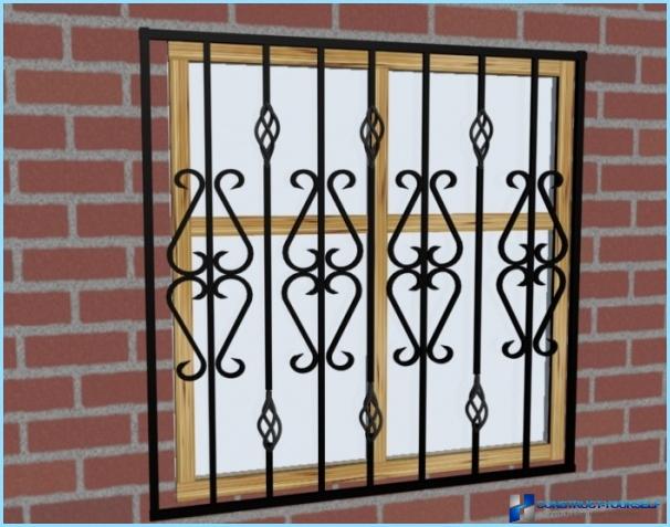 Wrought iron and metallic grilles on the balcony