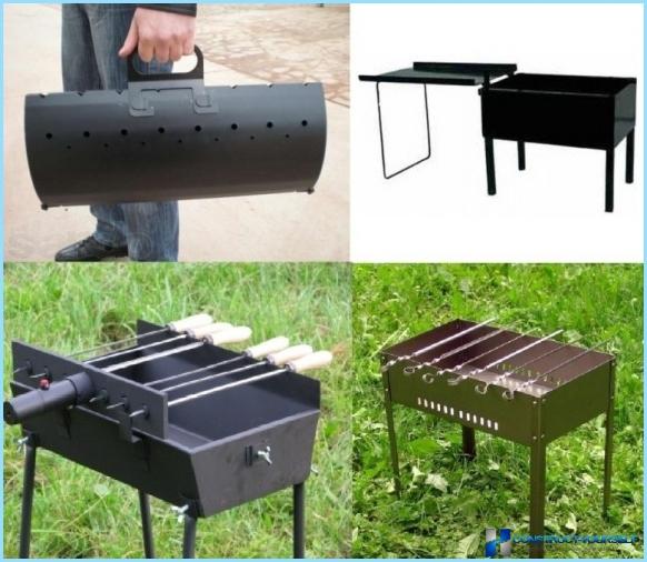 Barbecue made of brick and metal with their hands