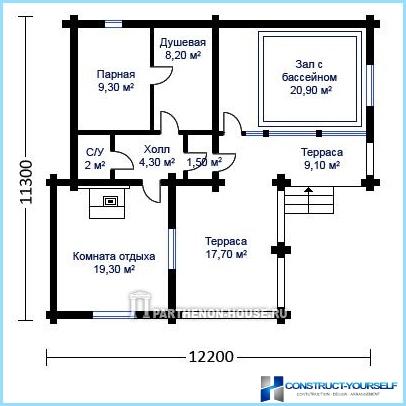 Projects baths with terrace and houses