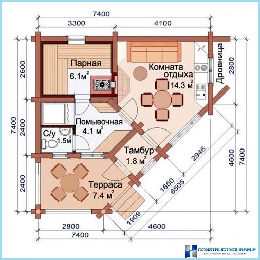 Projetos de uma casa de banho com terraço e casas