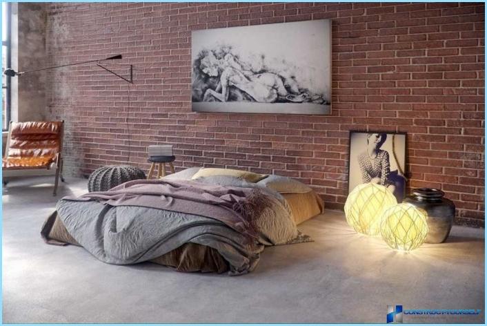 Schlafzimmer Interieur im Loft-Stil