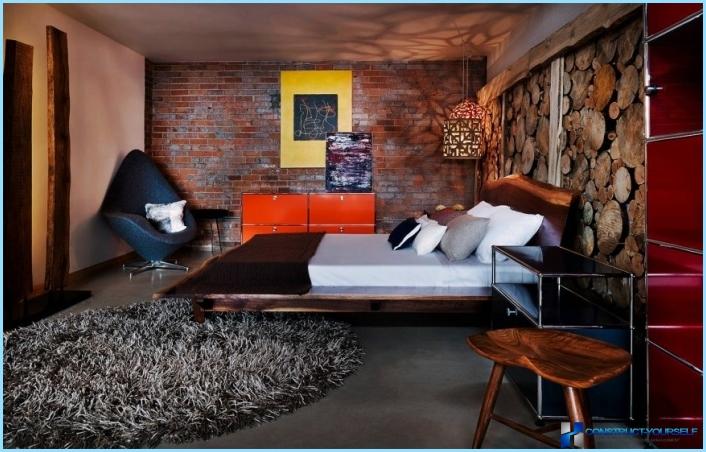 Loft stijl slaapkamer interieur