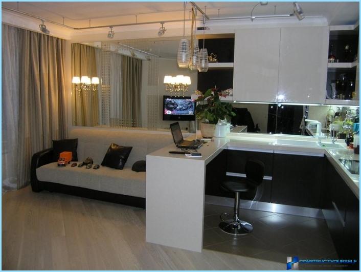 The interior of living room with kitchen 18, 20, 25 sq m