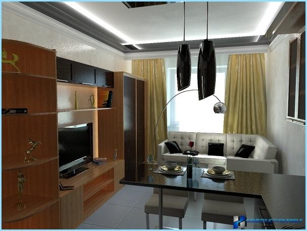 Gestaltung eines großen Wohnzimmers kombiniert mit der Küche