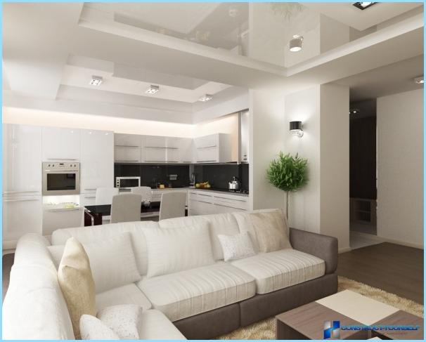 Design av stue kombinert med kjøkken