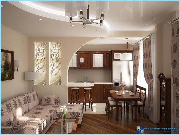 Decorative partition between living room and kitchen