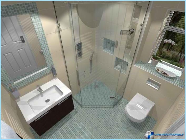 The interior combined bathroom with shower
