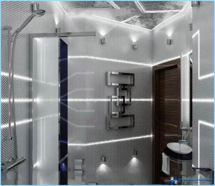 The interior combined bathroom with shower