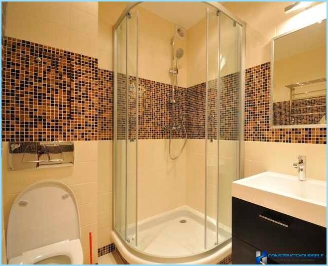 The interior combined bathroom with shower