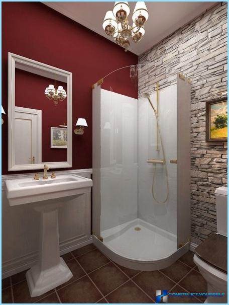 The interior combined bathroom with shower