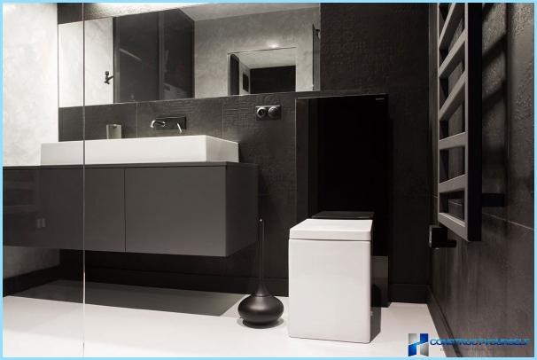 Черно-бял дизайн на банята