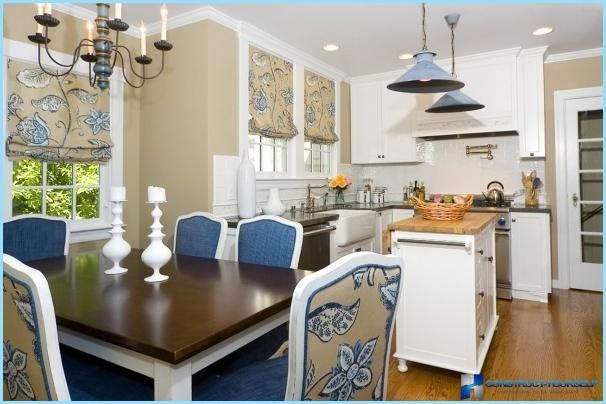 Kitchen in white and blue tones