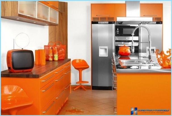 Оранжев дизайн на кухня