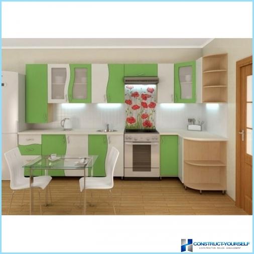 Kitchen in green and white tones