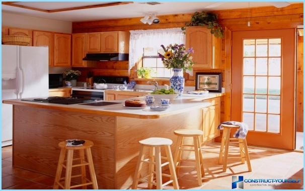 Kuhinja u drvenoj kući - modernog dizajna u zemlji
