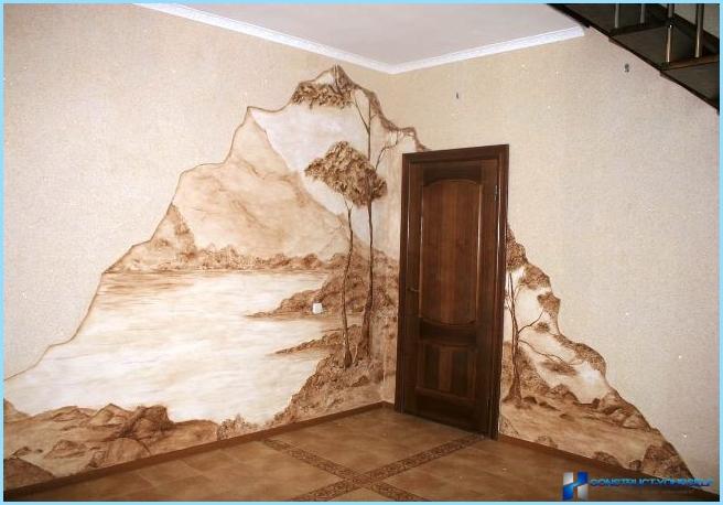Papel de parede líquido no interior do corredor