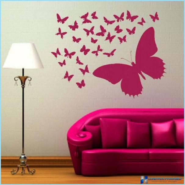 Fluturi decorative pentru decorarea pereților