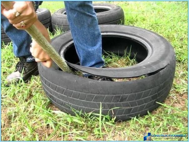 Градински пътеки: от гуми, гума, дърво