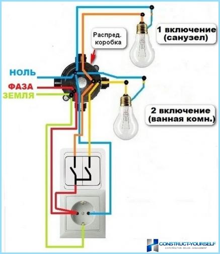 Diagrama de cableado de un bloque de enchufes y un interruptor