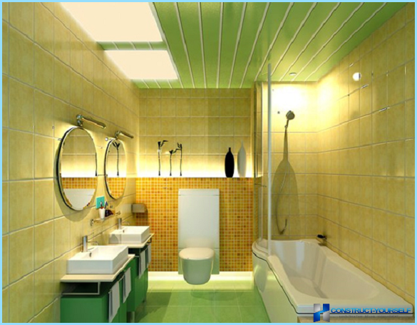 The ceiling in the bathroom PVC panels