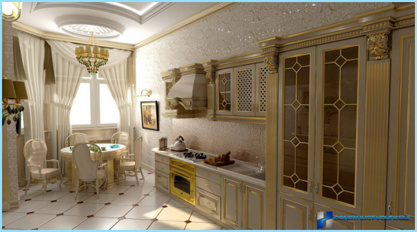 Klassisk stil i det indre af køkkenet