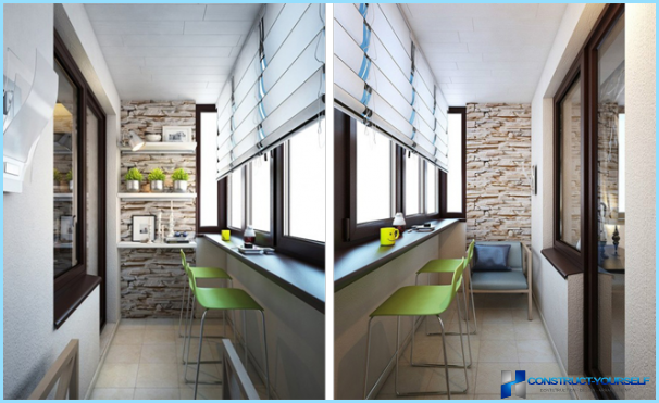 Küche kombiniert mit Balkon: Innenausstattung