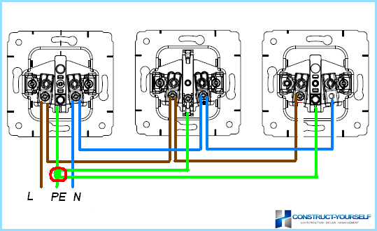Diagrama de cableado de un bloque de enchufes y un interruptor