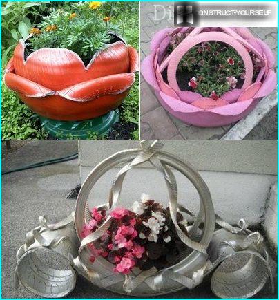 Options pour les pots de fleurs des pneus de voiture