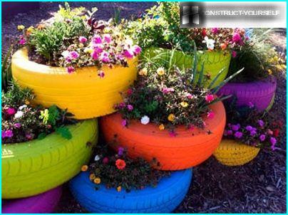 Flowerbed of tires