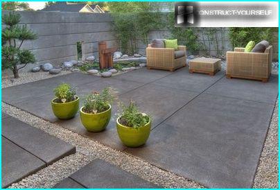 The design of the site, container plants