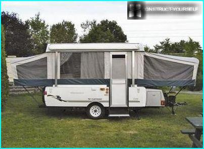 Gray trailer tent