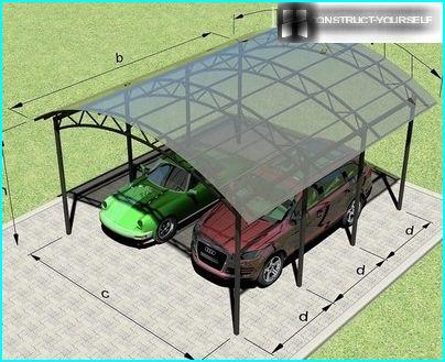 The frame of the carport is for two cars