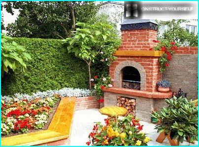 Oven barbecue surrounded by greenery