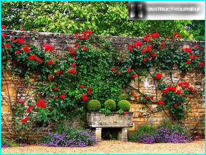 Una valla decorada con rosas tejidas