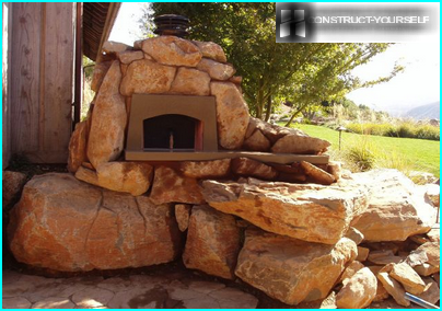 Stone fireplace in the garden